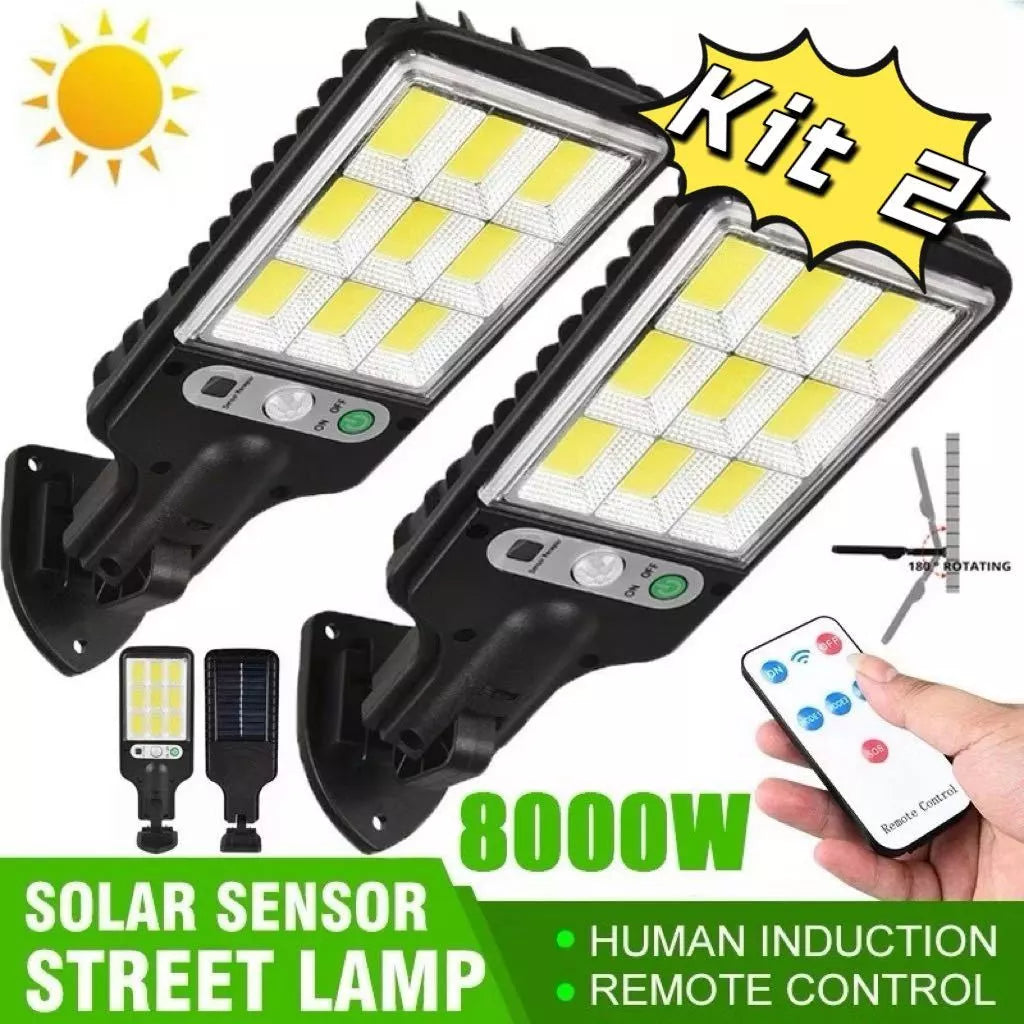 Kit 2 Luz Solar Controle Remoto À Prova D'água Indução Automática Com 3 Modos