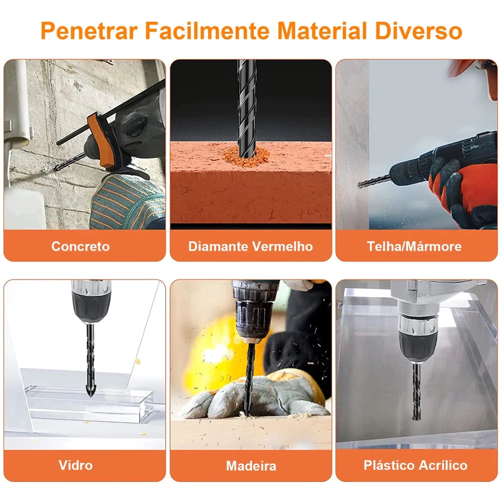 Kit 7 Brocas de carboneto Triangular Titânio Profissionais 3-12mm Para Furar Tudo