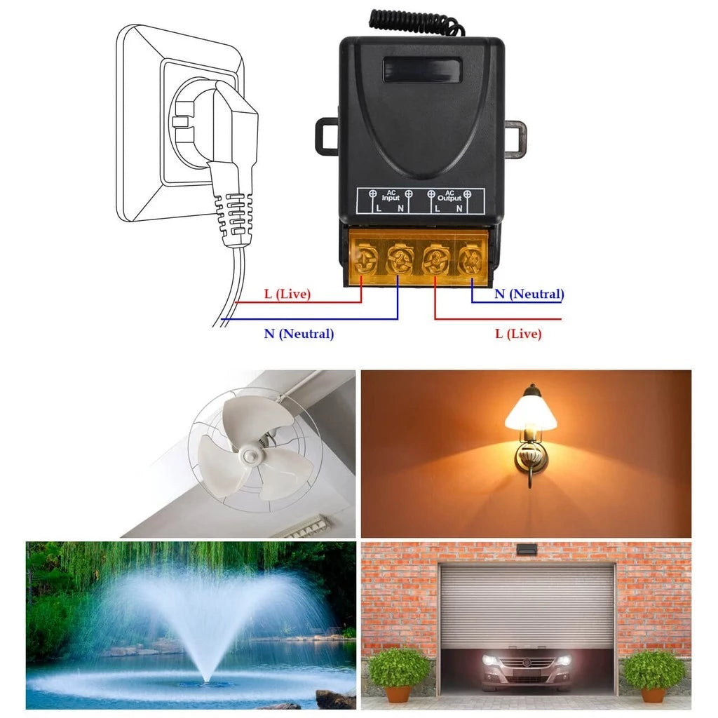 Interruptor Universal Controle Remoto para Lâmpada, Bomba de Água e Porta AC 220V 30A