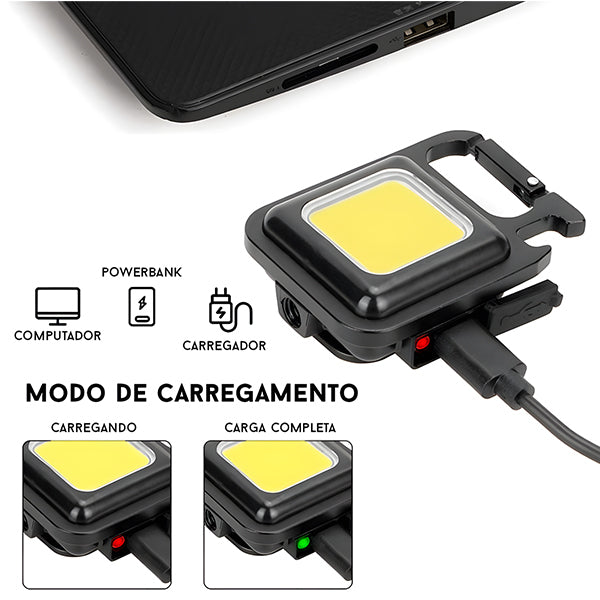 Mini Lanterna Tática KeyLight™ – LED Recarregável + Abridor de Garrafas 🔦🔑