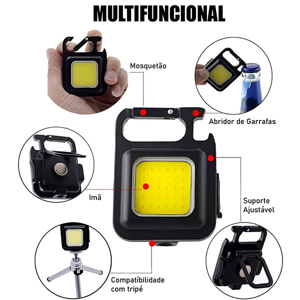 Mini Lanterna Tática KeyLight™ – LED Recarregável + Abridor de Garrafas 🔦🔑
